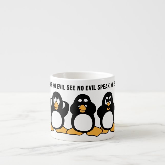 Xícara De Espresso Gráfico sábio do design de três pinguins (Frente)
