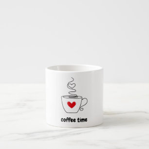 Xícara De Espresso Gráfico Simples Preto e Vermelho Café Tempo Mug