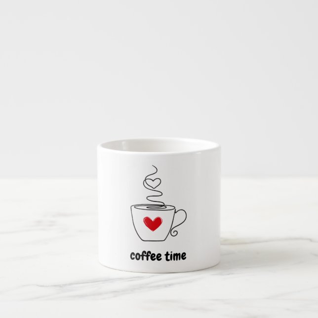 Xícara De Espresso Gráfico Simples Preto e Vermelho Café Tempo Mug (Frente)