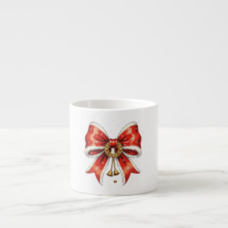 Xícara De Espresso Grand nœud rouge festif aquarelle – Élégance vinta