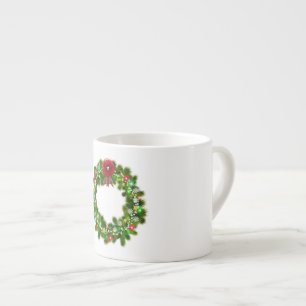 Xícara De Espresso Grinalda Festiva de Natal Decorada