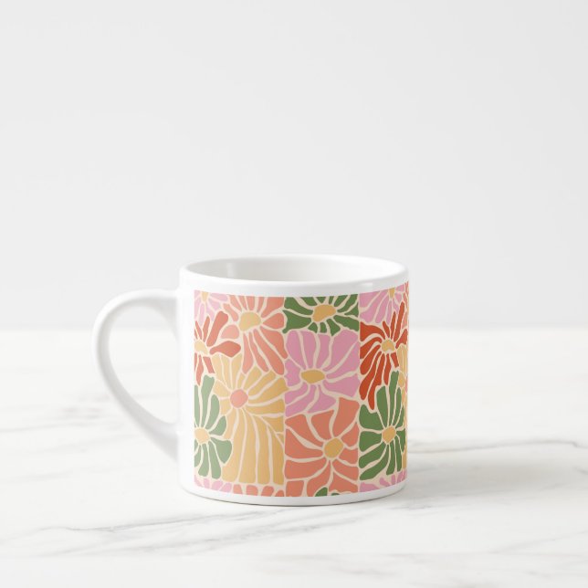Xícara De Espresso Groovy Retro Floral  (Esquerda)