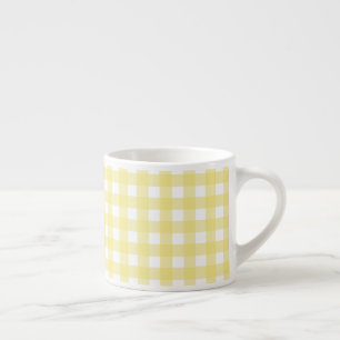 Xícara De Espresso Guingão amarelo pálido e branco