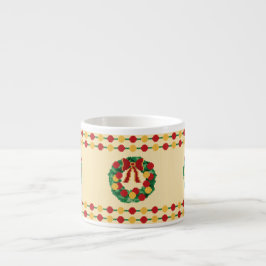 Xícara De Espresso Guirlanda de Natal Têxtil