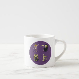 Xícara De Espresso Halloween Skeleton Dracula Mummy Grim Reaper