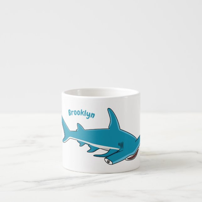 Xícara De Espresso Hammerhead shark cartoon illustration (Frente)