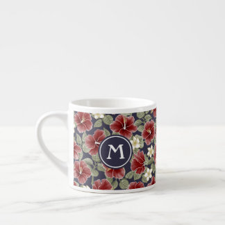 Xícara De Espresso Hibiscus e Plumeria - Maroon