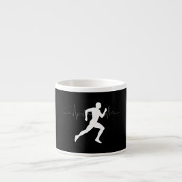 Xícara De Espresso Homem Runners Silhouette HeartBeat Line