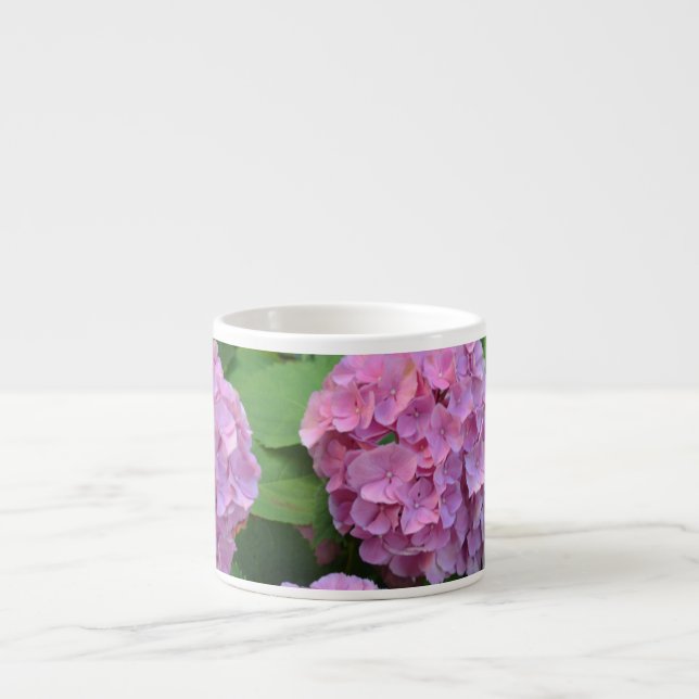 Xícara De Espresso Hortensia hydrangea bush rosa (Frente)