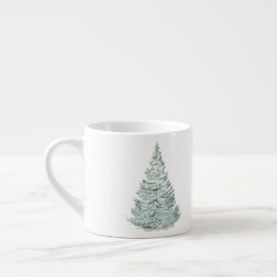 Xícara De Espresso Ilustração de Árvore de Spruce coberta por neve