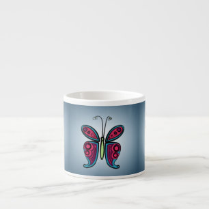 Xícara De Espresso Ilustração de Borboleta Colorida