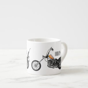 Xícara De Espresso Ilustração de desenho animado Chopper Motorcycle 1