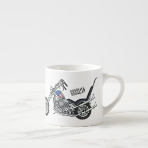 Xícara De Espresso Ilustração de desenho animado Chopper Motorcycle 1