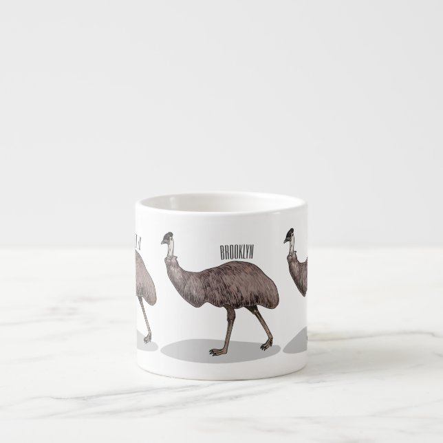 Xícara De Espresso Ilustração de desenho animado de aves da Emu (Frente)