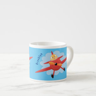 Xícara De Espresso Ilustração de desenho animado de avião vermelho