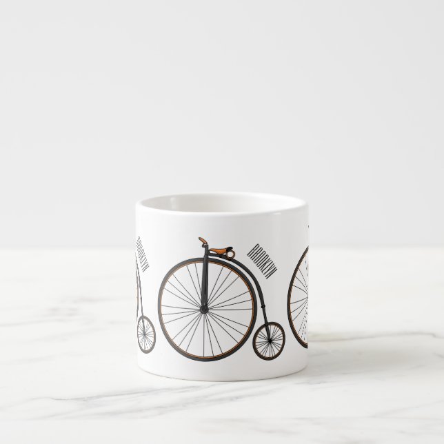 Xícara De Espresso Ilustração de desenho animado de bicicleta de alta (Frente)