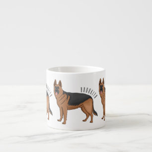 Xícara De Espresso ilustração de desenho animado de cão german shephe