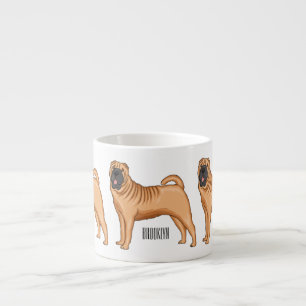 Xícara De Espresso Ilustração de desenho animado de cão Shar-Pei chin