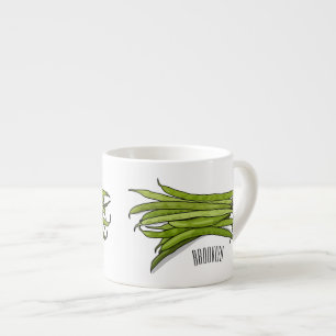 Xícara De Espresso Ilustração de desenho animado de feijão verde