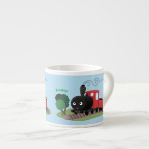 Xícara De Espresso Ilustração de desenho animado de locomotiva de com