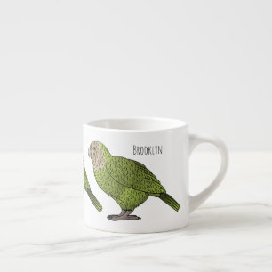 Xícara De Espresso Ilustração de desenho animado de pássaro Kakapo