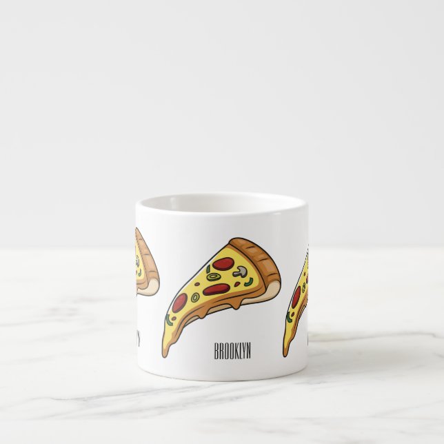 Xícara De Espresso Ilustração de desenho animado de pizza (Frente)