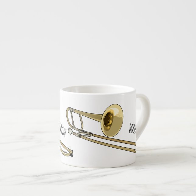 Xícara De Espresso Ilustração de desenho animado Trombone (Frente Esquerda)