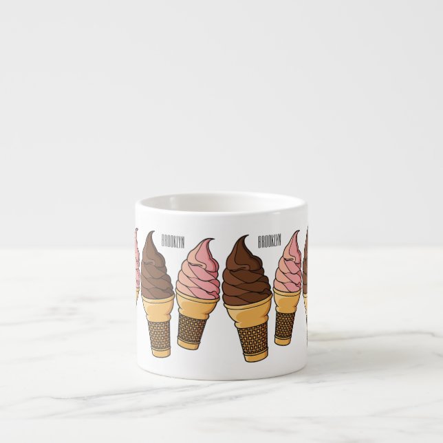 Xícara De Espresso ilustração de desenho de cone de sorvete (Frente)