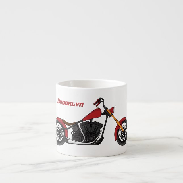 Xícara De Espresso Ilustração de moto estilo Chopper (Frente)