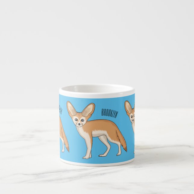Xícara De Espresso ilustração de raposa feneco em desenho animado (Frente)
