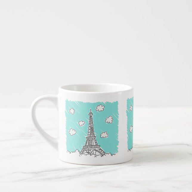 Xícara De Espresso Ilustração em torre Eiffel espresso mug (Esquerda)