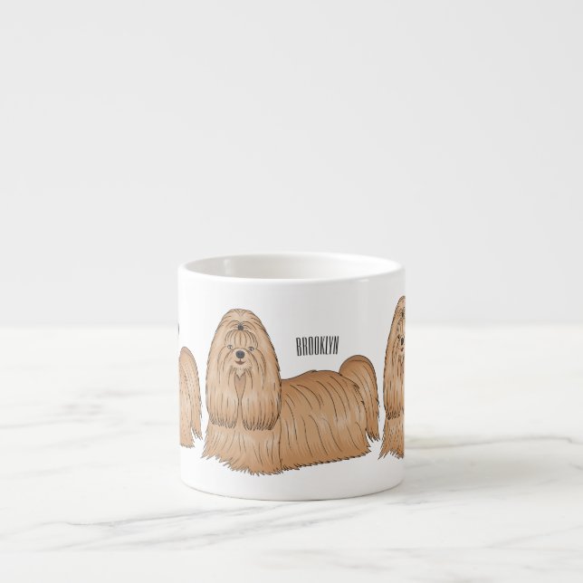 Xícara De Espresso Imagem de desenho animado de cabelos longos Shih t (Frente)