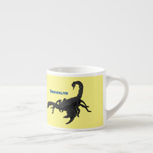 Xícara De Espresso Imagem de desenho animado de escorpião preto