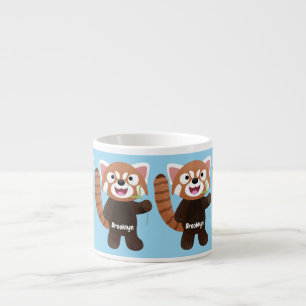 Xícara De Espresso Imagem de desenho animado do panda vermelho-bonito