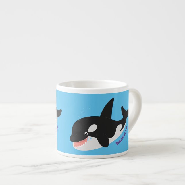 Xícara De Espresso Imagem engraçada de desenho animado de orca (Frente Esquerda)