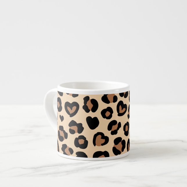Xícara De Espresso Impressão Animal, Leopardo Castanho, Manchas de Ch (Frente Esquerda)