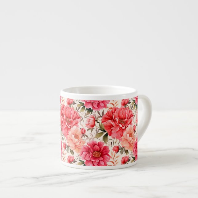 Xícara De Espresso Impressão Espresso Mug-Floral (Frente Esquerda)