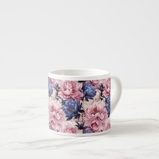 Xícara De Espresso Impressão Espresso Mug-Floral (Frente Esquerda)