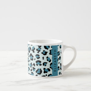 Xícara De Espresso Impressão Leopardo, Manchas, Leopardo Azul, Seu No
