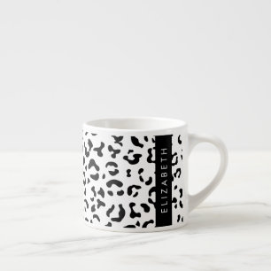 Xícara De Espresso Impressão Leopardo, Manchas, Preto E Branco, Seu N