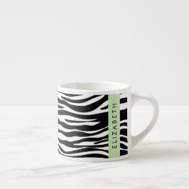 Xícara De Espresso Impressão Zebra, Stripes, Preto E Branco, Seu Nome