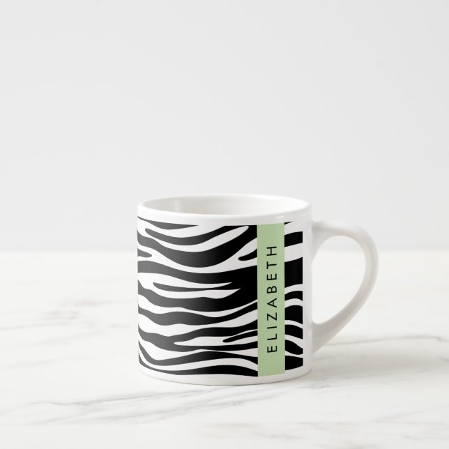 Xícara De Espresso Impressão Zebra, Stripes, Preto E Branco, Seu Nome (Direita)