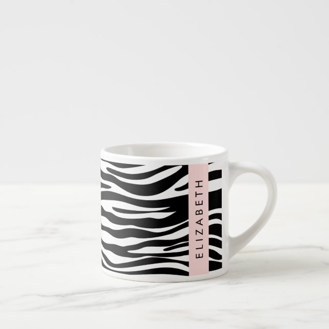 Xícara De Espresso Impressão Zebra, Stripes, Preto E Branco, Seu Nome (Direita)