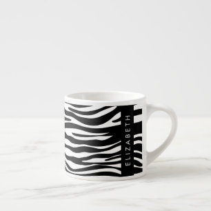 Xícara De Espresso Impressão Zebra, Stripes, Preto E Branco, Seu Nome