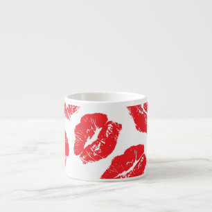 Xícara De Espresso Imprint Kiss Red Lábios: Vintage sem costura