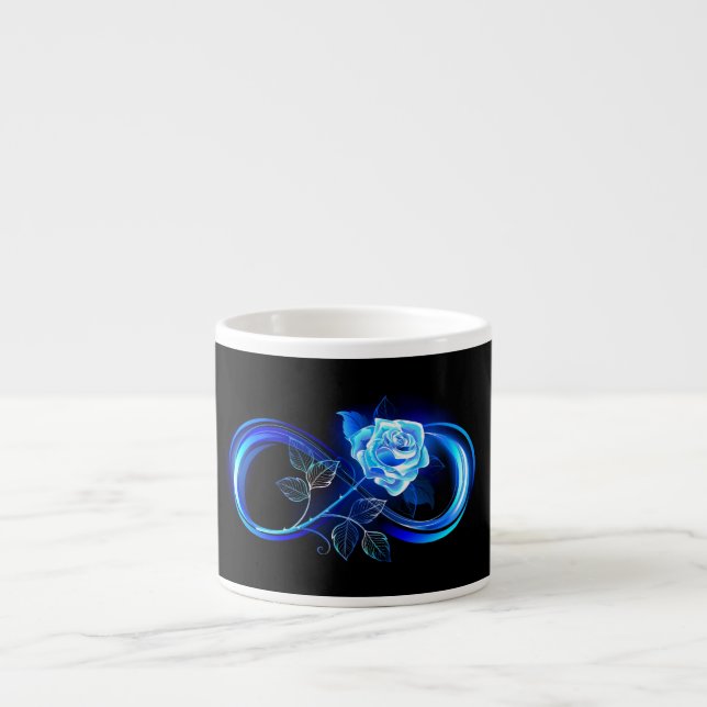 Xícara De Espresso Infinito brilhante com rosa azul (Frente)