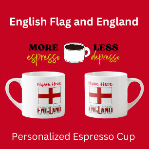 Xícara De Espresso Inglaterra e Personalização Vermelha da Bandeira I