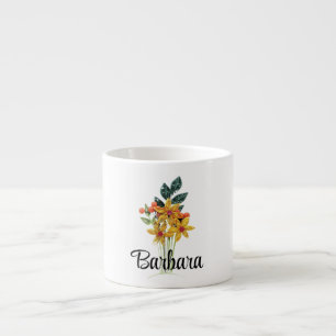 Xícara De Espresso Iniciais de nome ou texto, Flores enfileiradas em