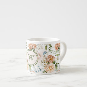 Xícara De Espresso Inicial, Hortênsias Peônias Florais Holandês 1600s