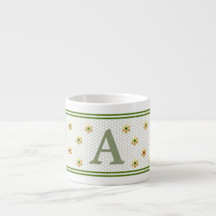 Xícara De Espresso Inicial personalizada   Na moda Dourada Daisy Hone